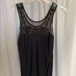 Black tank top with sheer top